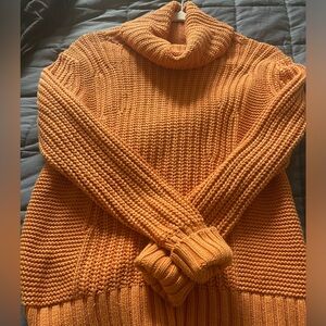 Banana Republic Tangerine Color Chunky Cowl Neck Sweater